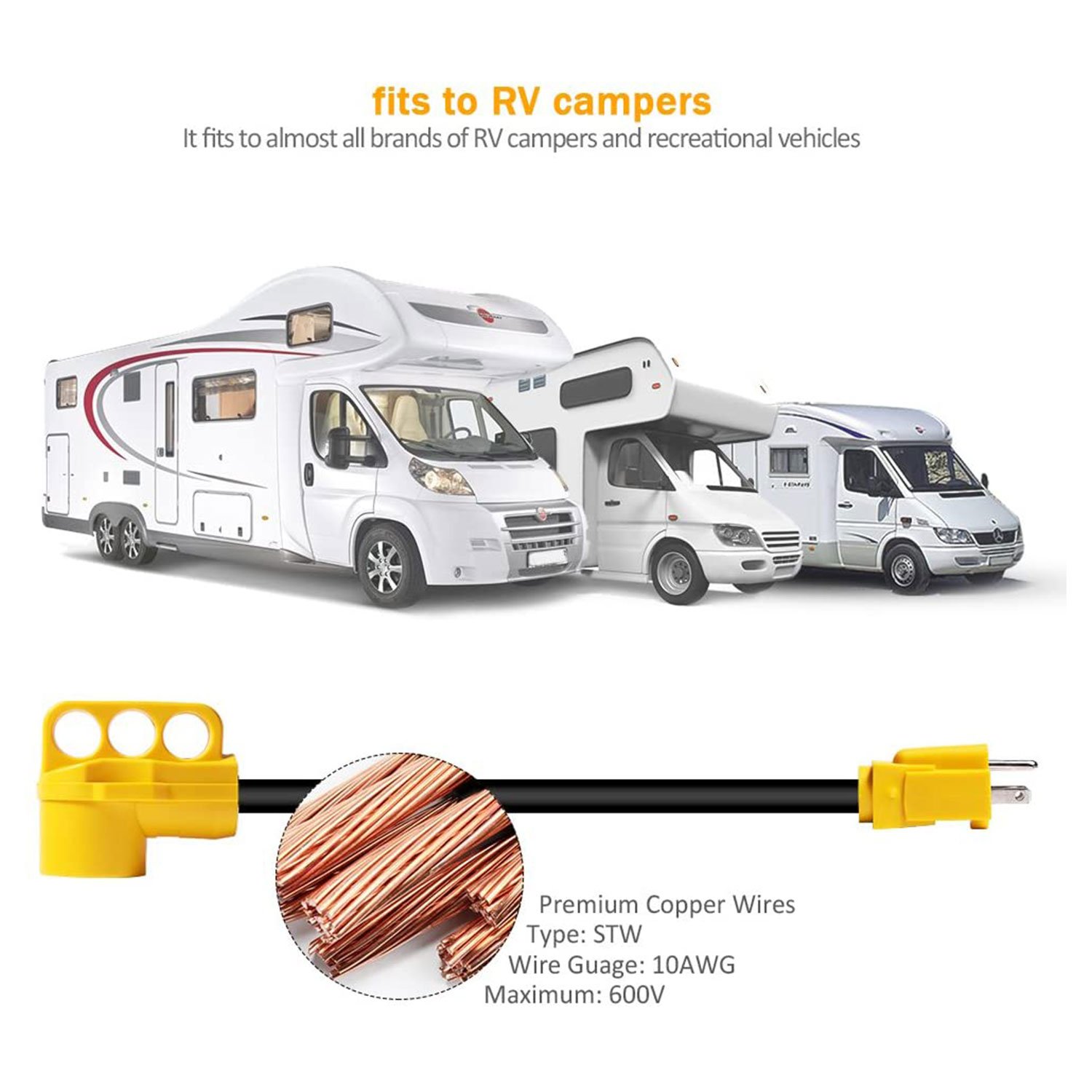 SnowyFox RV 15Amp to 50Amp Adapter - 15Male - الصورة 4